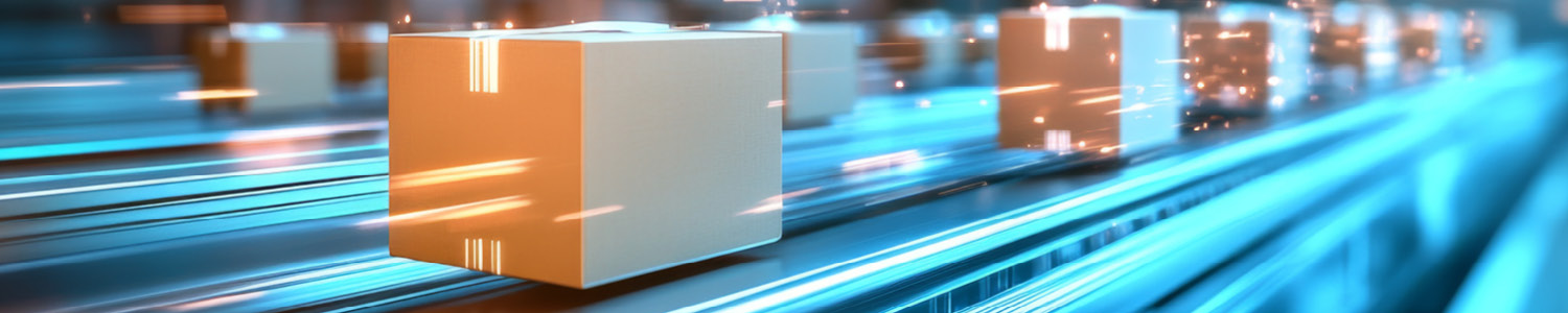 Paket auf Fließband