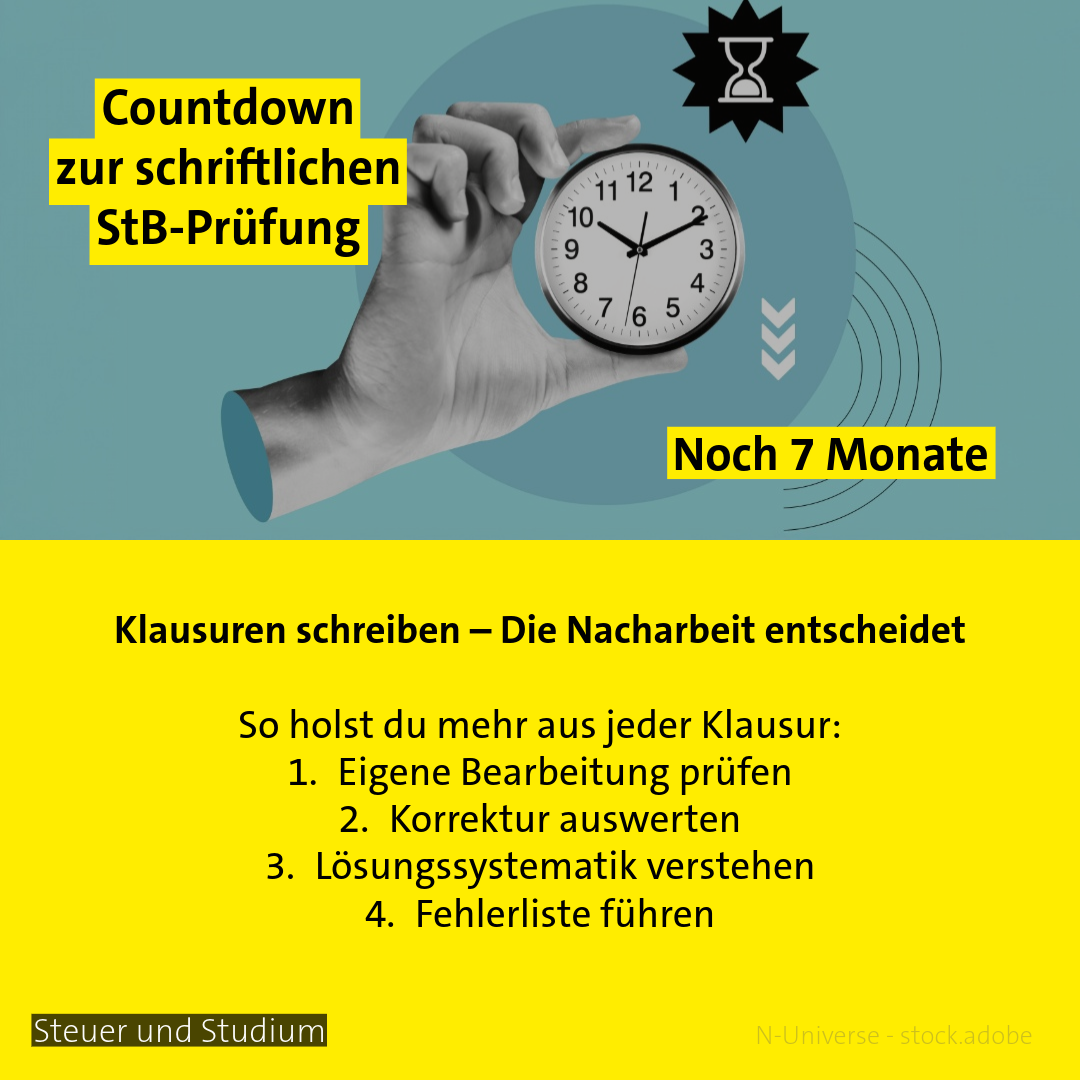 7 Monate bis zur Steuerberaterprüfung