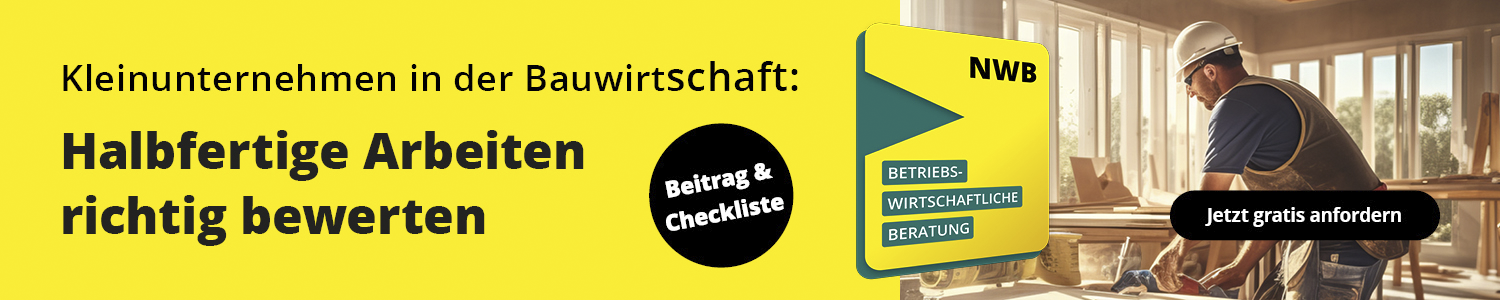 Mann auf der Baustelle - NWB Betriebswirtschaftliche Beratung