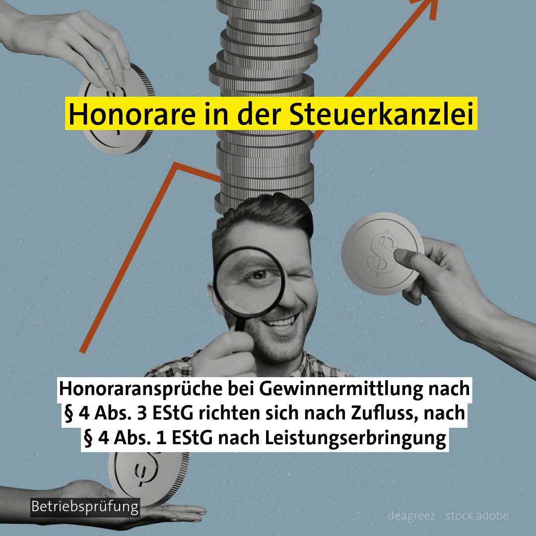 Mann mit Lupe und Geldmünzen - Thema: Honorare