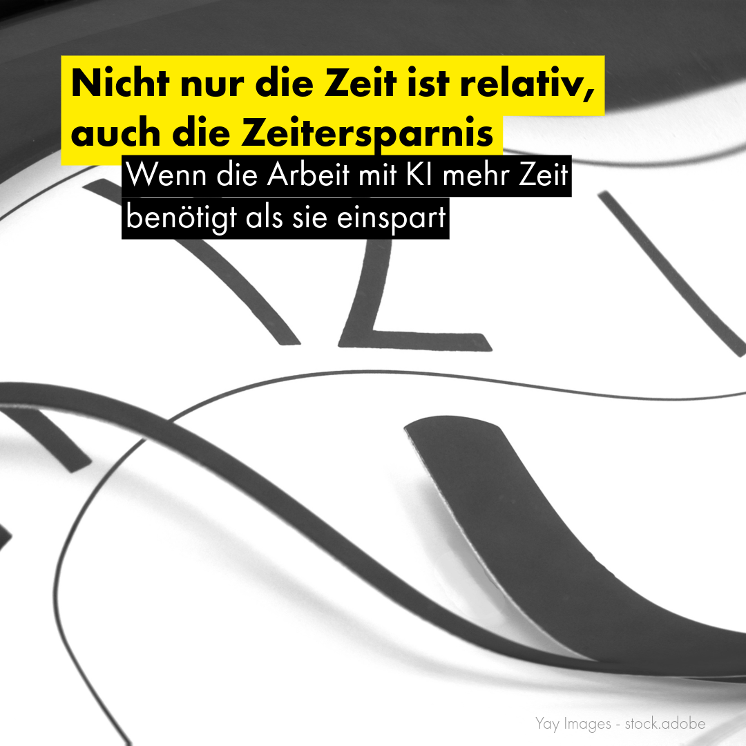 Zerfließende Uhr - Thema: KI als Zeitverschwendung