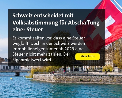 Schweizer Flagge und Landschaft - Thema: Steuern in der Schweiz