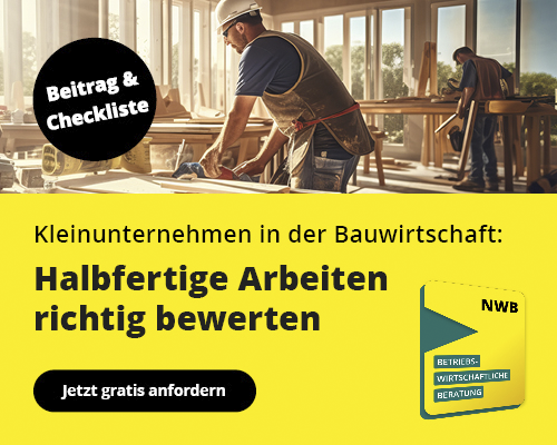 Mann auf Baustelle - NWB Betriebswirtschaftliche Beratung