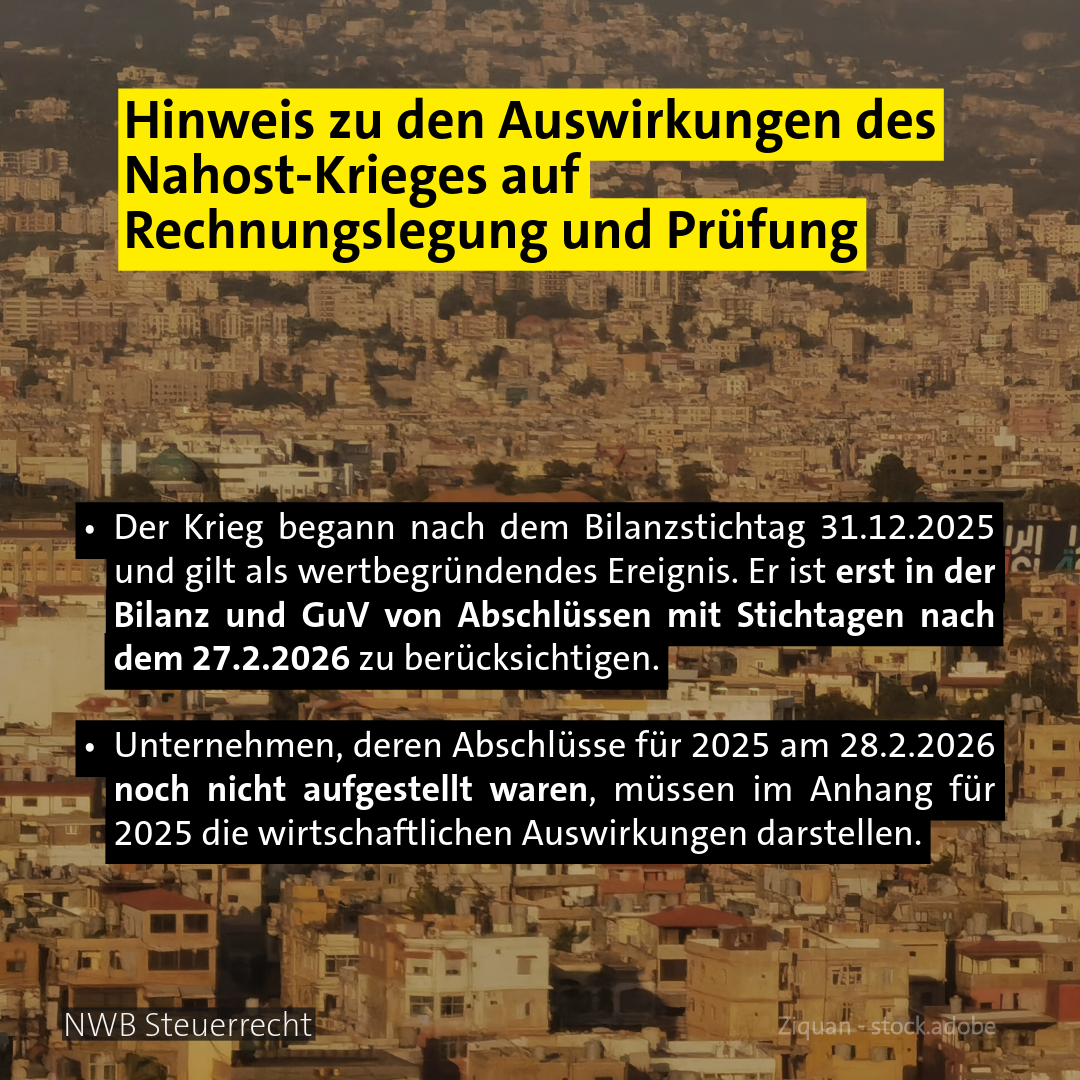 Stadt im Nahen Osten - Thema: Rechnungslegung nach Nahost-Kriegsausbruch