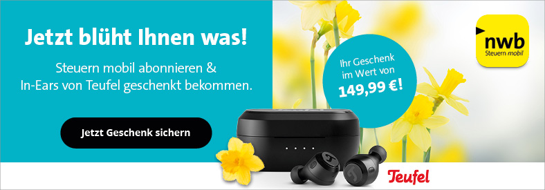 Kopfhörer und Osterglocken - NWB Steuern mobil