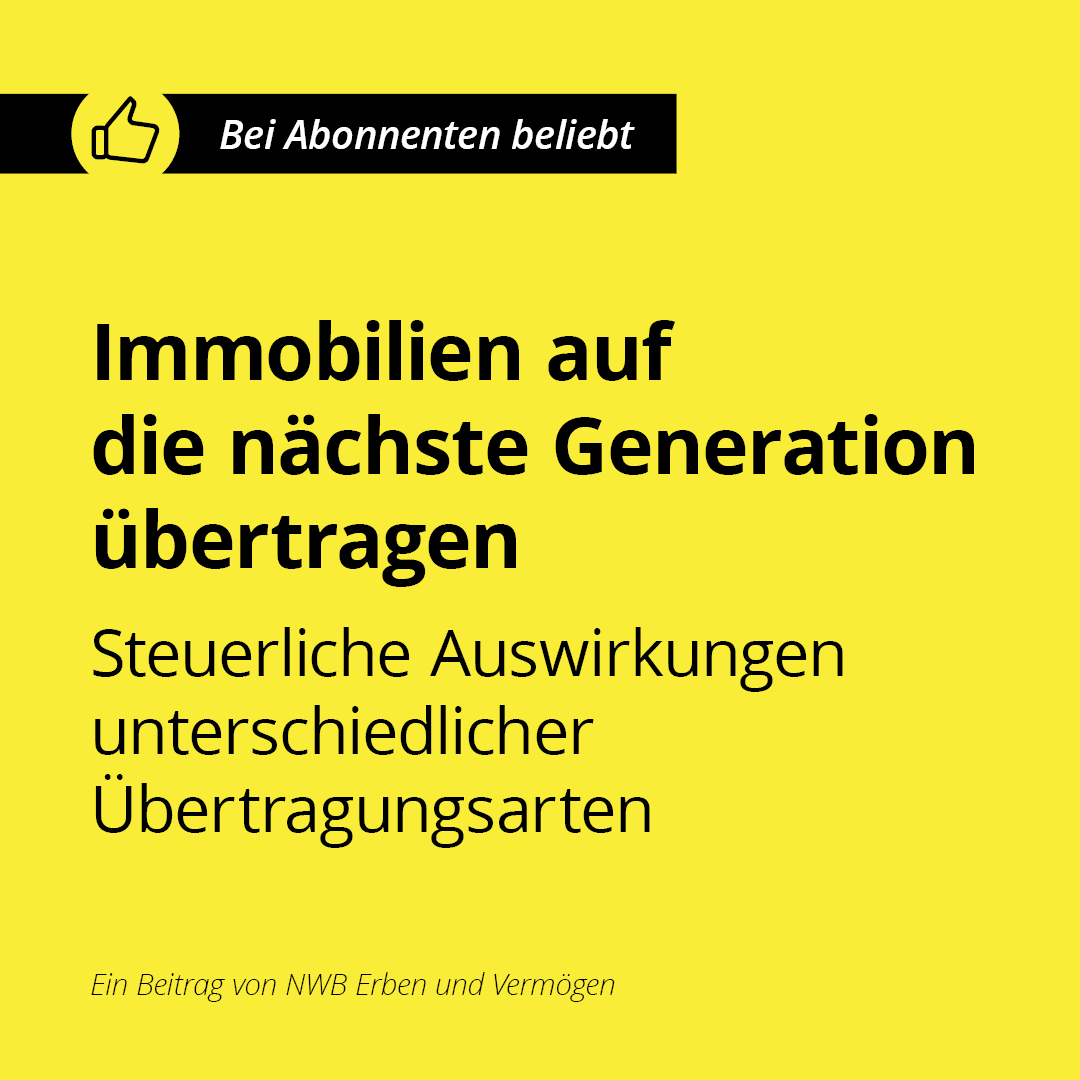 NWB Artikel zu Immobilienübertragung