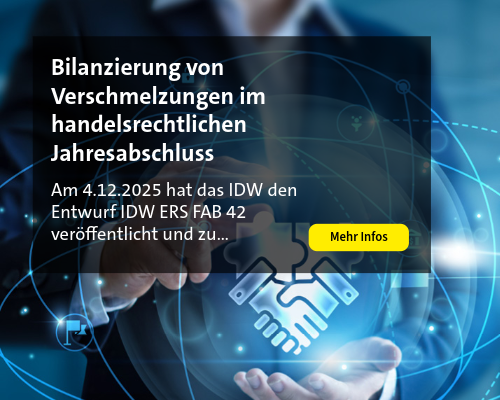 Stilisiertes "digitales" Händeschütteln - Thema: Bilanzierung von Verschmelzungen