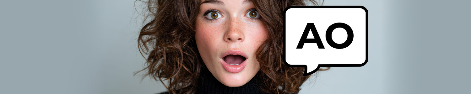 Frau mit Locken und Sprechblase: AO